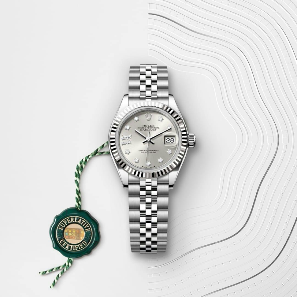 Lady-Datejust Oyster, 28 mm, Oystersteel and white gold