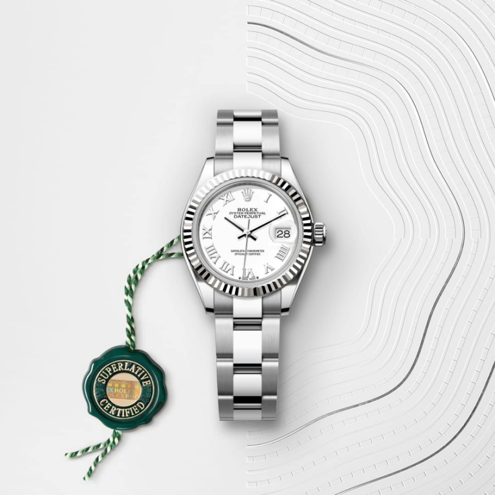 Lady-Datejust Oyster, 28 mm, Oystersteel and white gold