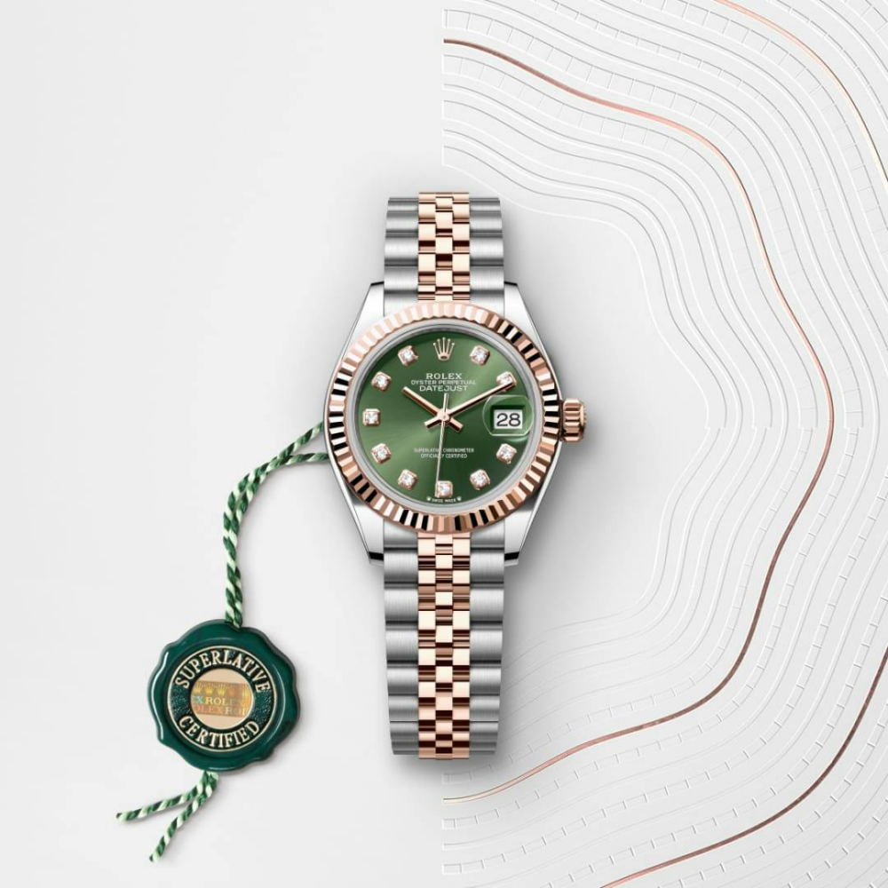 Lady-Datejust Oyster, 28 mm, Oystersteel and Everose gold