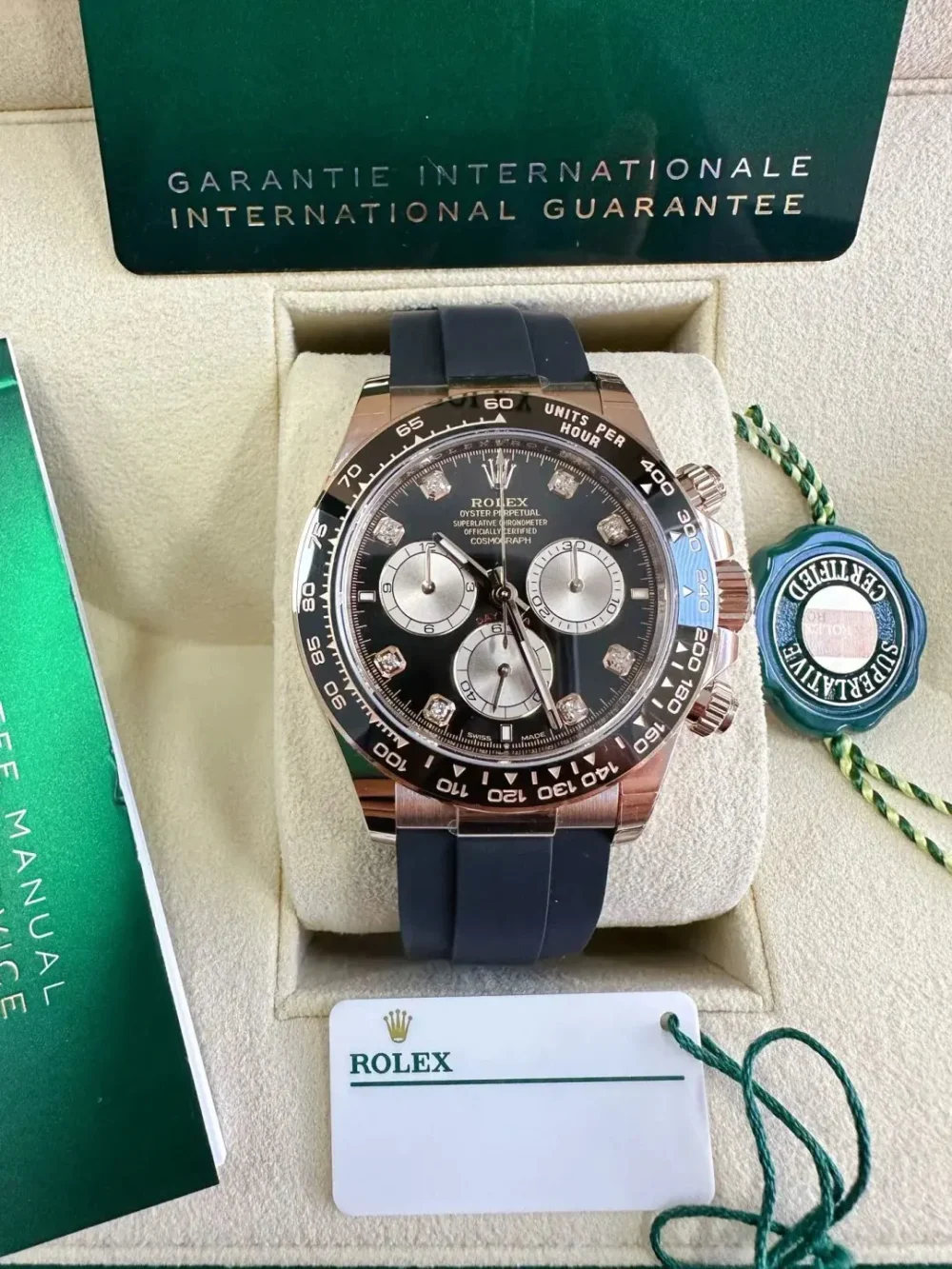 Cosmograph Daytona Everose Gold Black & Sundust Diamond Dial