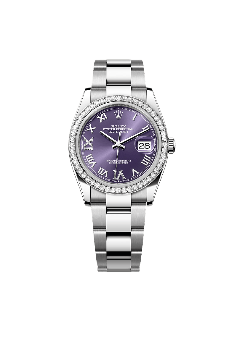 Datejust 36 Oyster, 36 mm, Oystersteel, white gold and diamonds