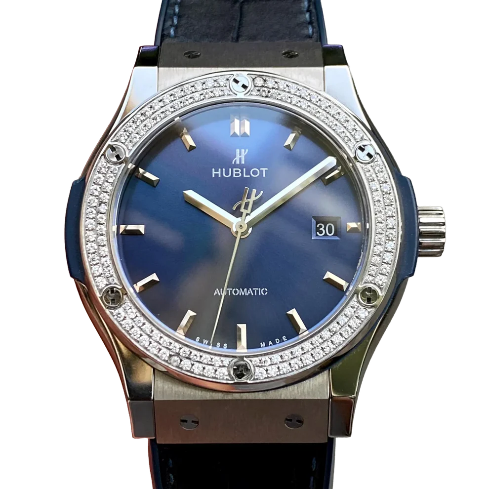 Classic Fusion Blue Titanium 42mm Diamond Benzel 542.NX.7170.LR.1104