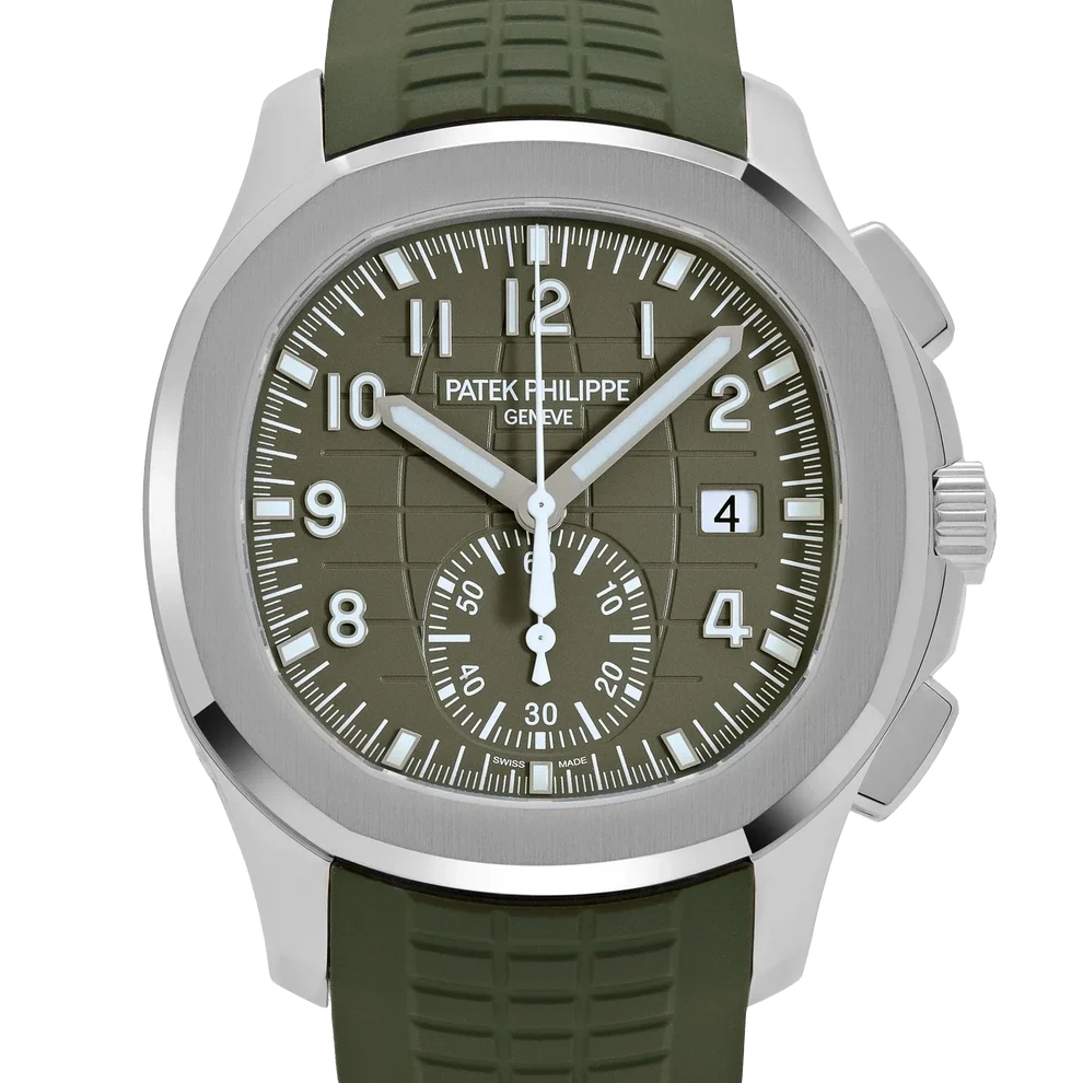Aquanaut 42mm 5968G-010 Chronograph White Gold Khaki Green Dial