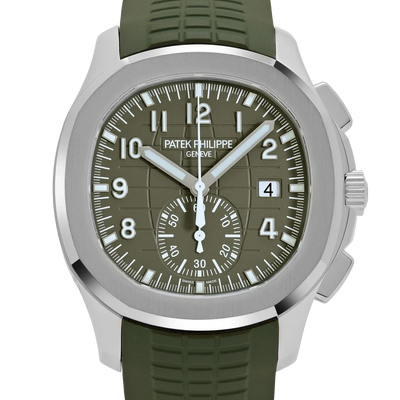 Aquanaut 42mm 5968G-010 Chronograph White Gold Khaki Green Dial