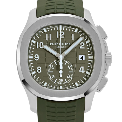 Aquanaut 42mm 5968G-010 Chronograph White Gold Khaki Green Dial