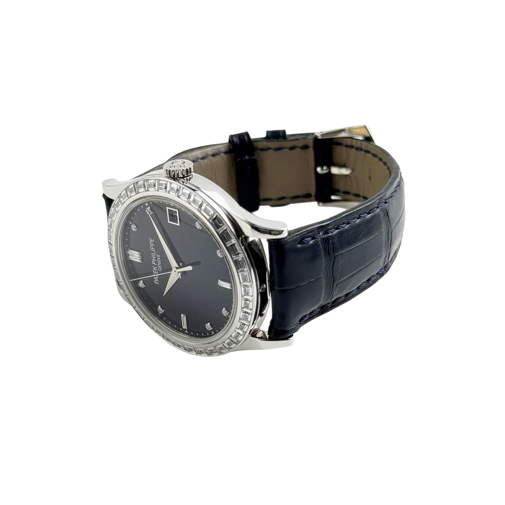 Calatrava 38mm 5298P-012 Platinum Black Diamond Dial Diamond Bezel