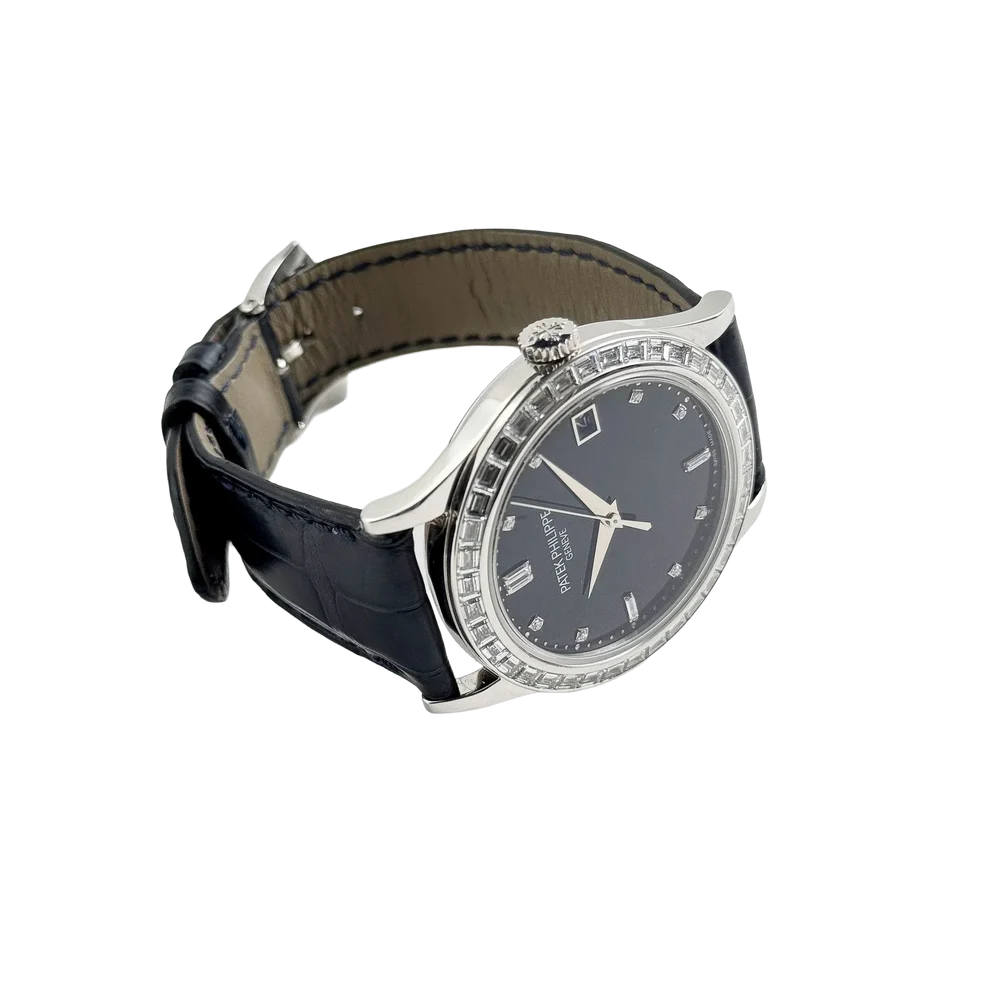 Calatrava 38mm 5298P-012 Platinum Black Diamond Dial Diamond Bezel