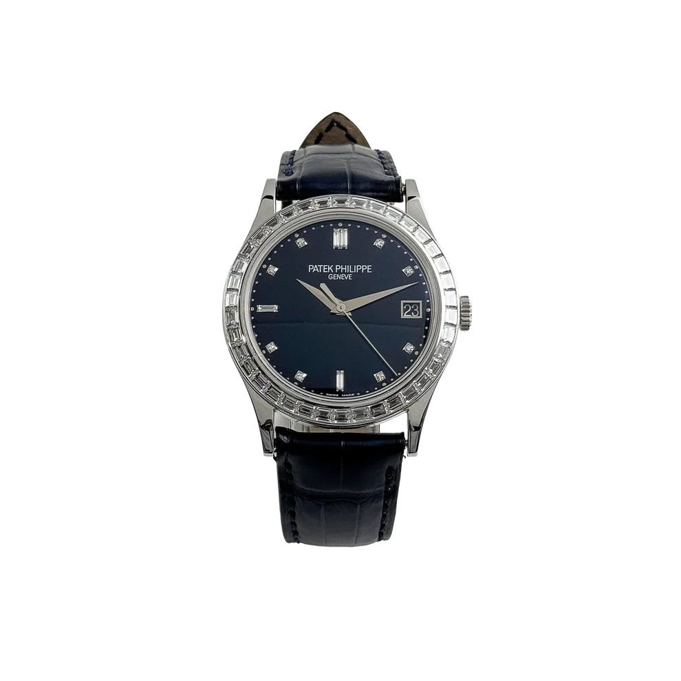 Calatrava 38mm 5298P-012 Platinum Black Diamond Dial Diamond Bezel