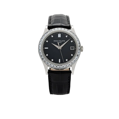 Calatrava 38mm 5298P-012 Platinum Black Diamond Dial Diamond Bezel