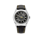 Calatrava 40mm 6007G-001 White Gold Black Dial Yellow Accents