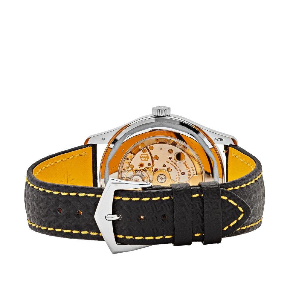 Calatrava 40mm 6007G-001 White Gold Black Dial Yellow Accents