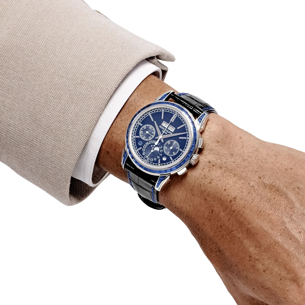 Grand Complications 41mm 5271/11P-010 Perpetual Calendar Chronograph Platinum Baguette Sapphires