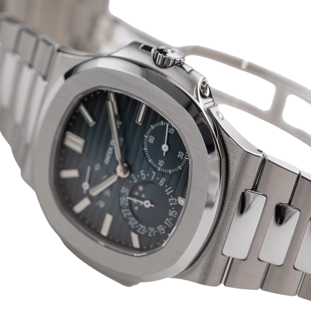 Nautilus 40mm 5712/1A-001 Moon Phase Power Reserve Stainless Steel Blue Dial