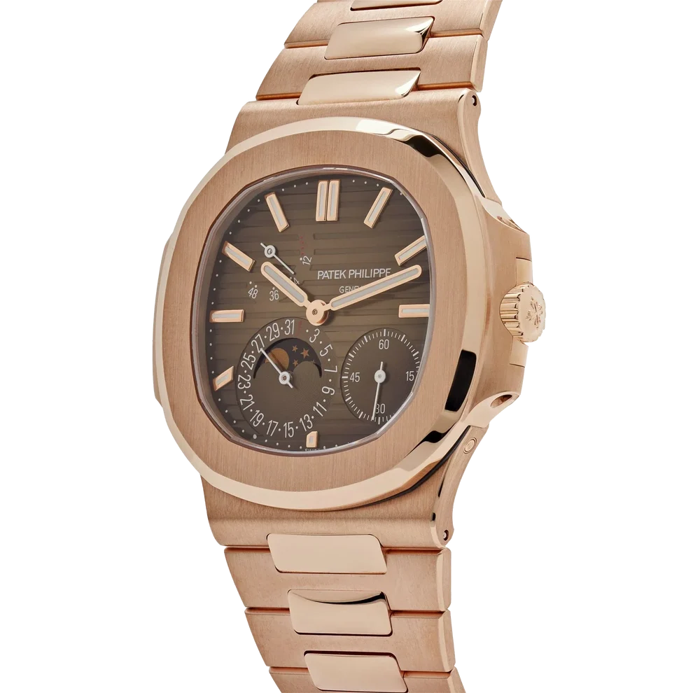 Nautilus 40mm 5712/1R-001 Moon Phase Power Reserve Rose Gold Brown Dial
