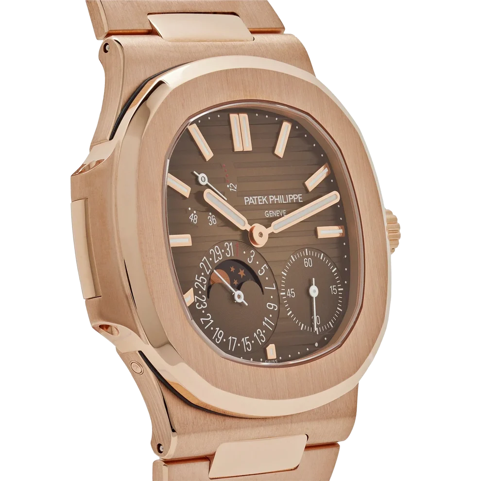 Nautilus 40mm 5712/1R-001 Moon Phase Power Reserve Rose Gold Brown Dial