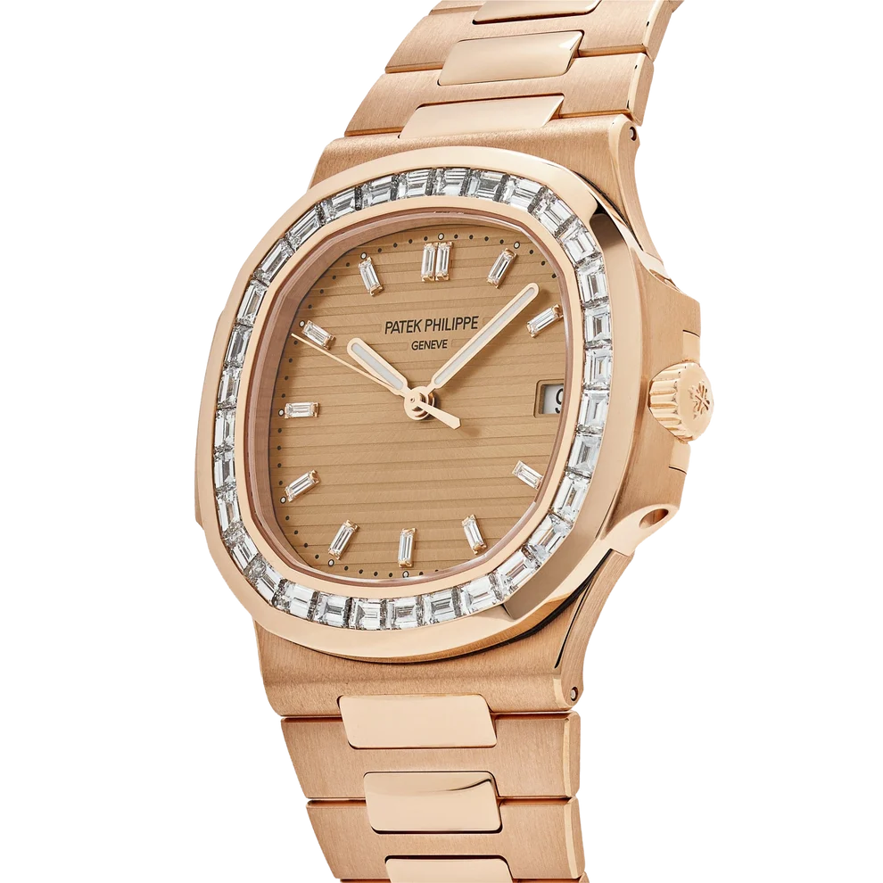 Nautilus 40mm 5723/1R-001 Rose Gold Rose-Gilt Dial Baguette Diamond Bezel
