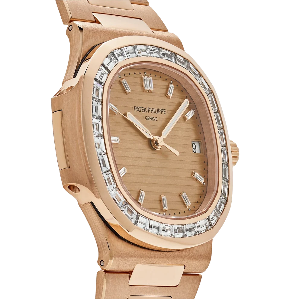 Nautilus 40mm 5723/1R-001 Rose Gold Rose-Gilt Dial Baguette Diamond Bezel