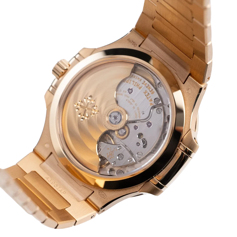 Nautilus Ladies 35mm 7118/1200R-010 Rose Gold Golden Dial Diamond Bezel