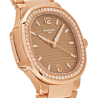 Nautilus Ladies 35mm 7118/1200R-010 Rose Gold Golden Dial Diamond Bezel
