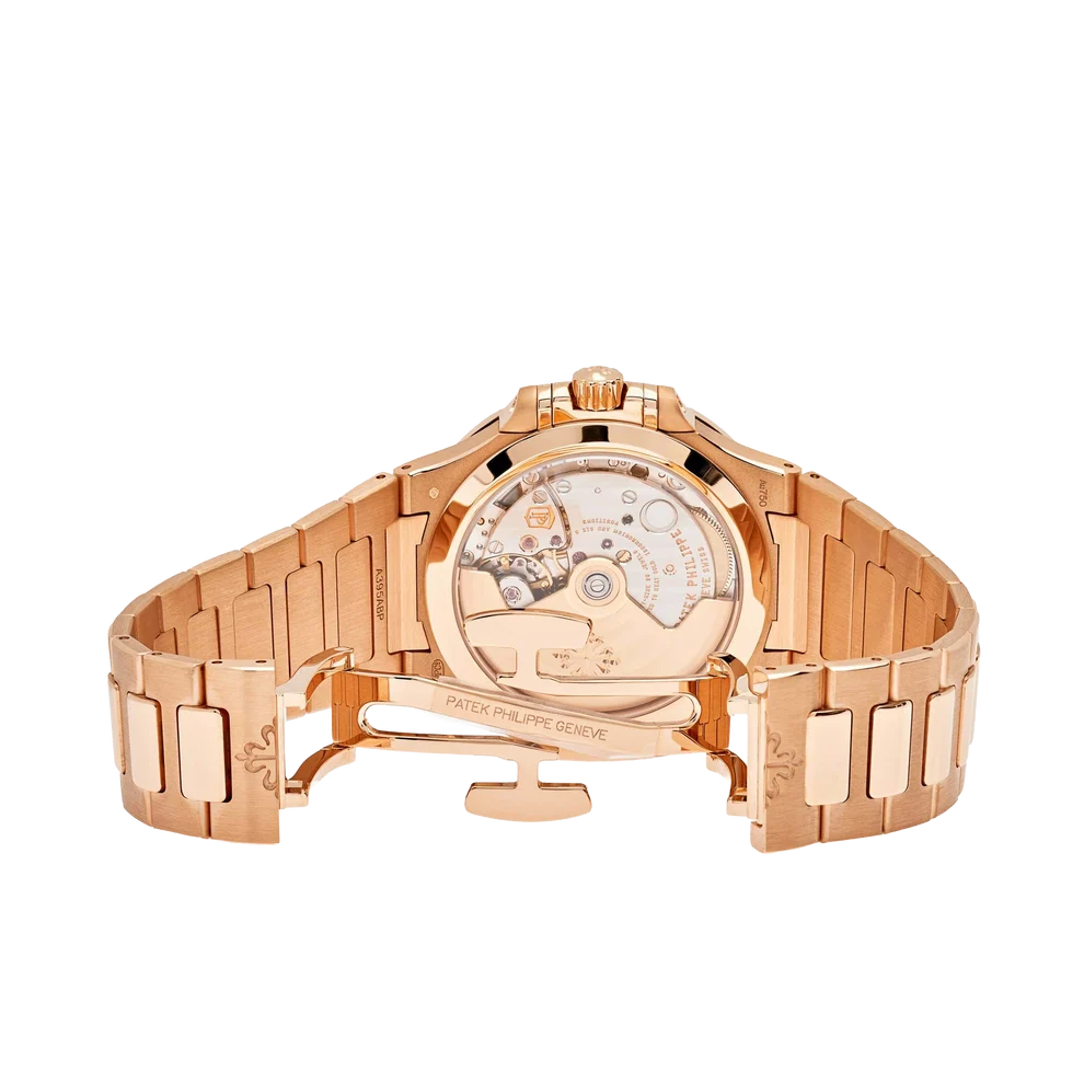 Nautilus Ladies 35mm 7118/1200R-010 Rose Gold Golden Dial Diamond Bezel