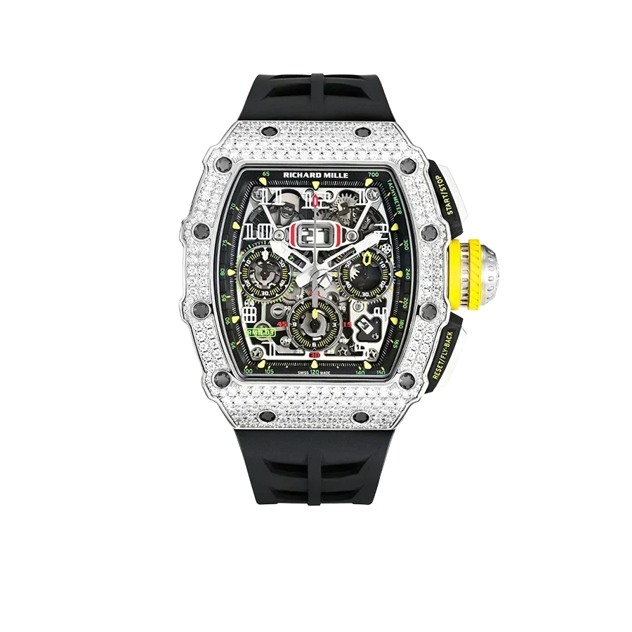 Chronograph & 18K White Gold - Diamond Bezel - Skeleton Dial 50 mm